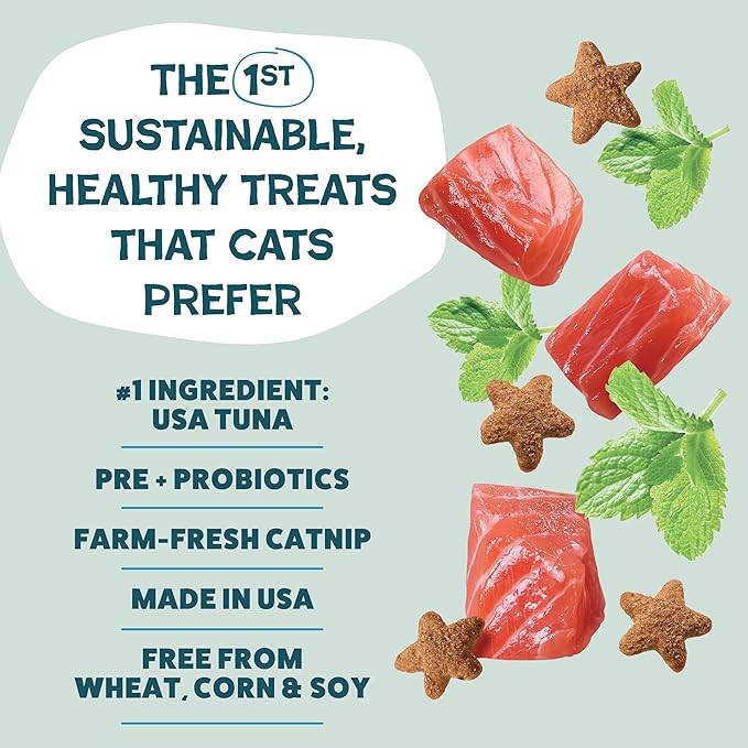 Shameless Pets Crunchy Cat Treats - Catnip Treats for Cats with Digestive Support, Kitten Treats with Real Ingredients, Natural & Healthy Flavored Feline Snacks - Catnip N Chill Tuna, 12 oz