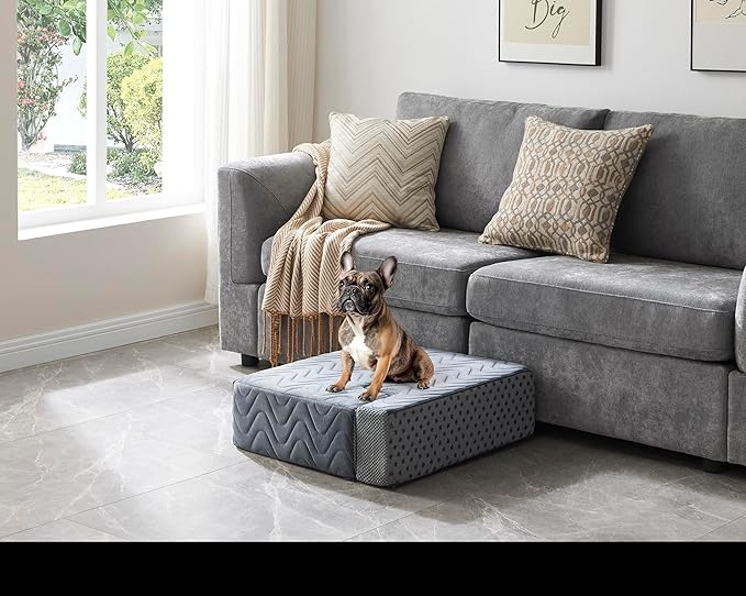 Dog Stairs for Bed, Dog Steps for High Bed, Pet Steps for Small Dogs and Cats, Non-Slip Balanced Pet Ramp Indoor (Grey, 22.5" H x 16" W x 30" L, 5)