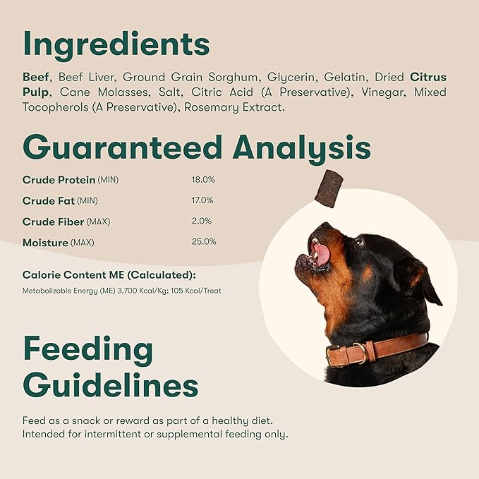 Jinx Tenders Beef Jerky Dog Treats, All Natural Ingredients, Soft and Chewy, Low-Calorie, Slow-Smoked Beef & Liver, No Fillers, 5oz (Pack of 2)