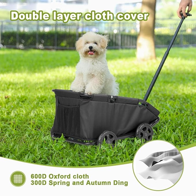 Dog Stroller 4 Wheels Folding Dog Cart Pet Stroller for Travelling Shopping Walking Playing for Small Dogs Cats (Black)