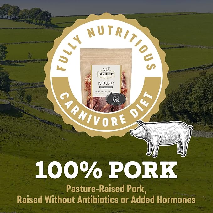 Farm Hounds - Premium Natural Pork Jerky for Dogs - Made from 100% Humanely Raised Pork - Break-to-Size - Great for Training & Treats - No Added Fillers - Made in USA - 3.5 oz - 2 Pack