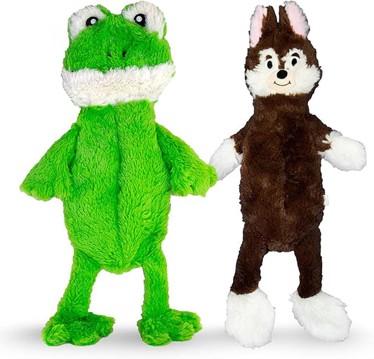 FGA MARKETPLACE Frog-Fox Flat NO Stuffing NO Squeak Plush Dog Toy, Funny Style Will Entertain Your Pet for Hours, Recommended for Small and Medium Dog 21 INCH Long