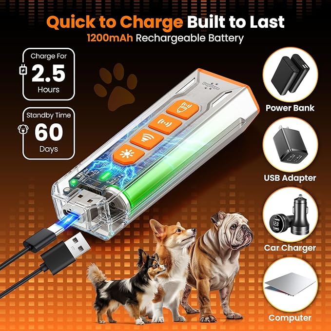 Dog Bark Deterrent Device with Training Clicker 2025 Upgraded 3X Ultrasonic Anti Barking Device for Own or Neighbor's Dog, Safe & Effective Ultrasonic Dog Bark Shield Rechargeable Dog Barking Silencer