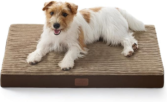 Bedsure Dog Bed Medium Size Dog - Orthopedic Pet Beds with Removable Machine Washable Cover, NOT Waterproof Egg Crate Foam Puppy Pad, Suitable for Pet Up to 35 lbs, 29"x18"
