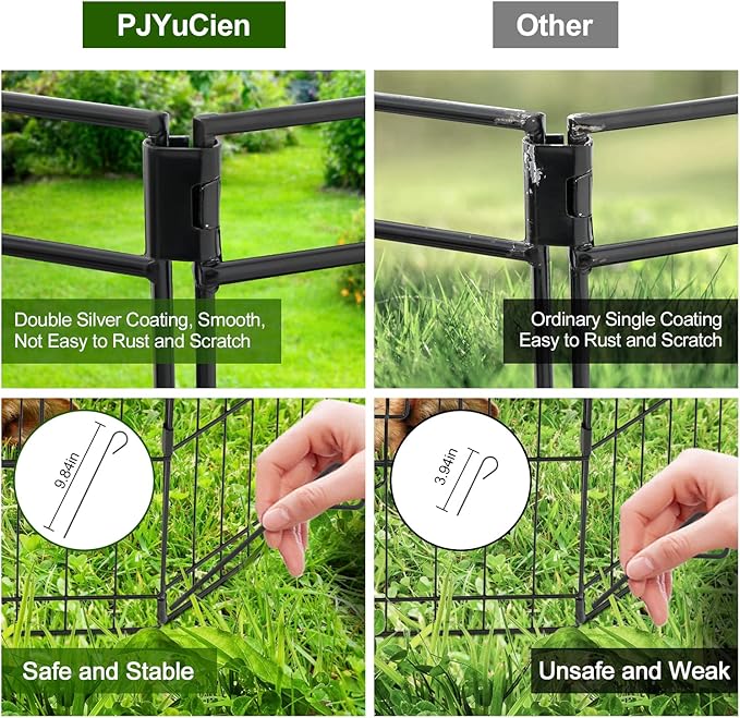 PJYuCien Dog Playpen - Metal Foldable Dog Exercise Pen, Pet Fence Puppy Crate Kennel Indoor Outdoor with 8 Panels 30”H & Top Cover and Bottom Pad for Small Medium Pets