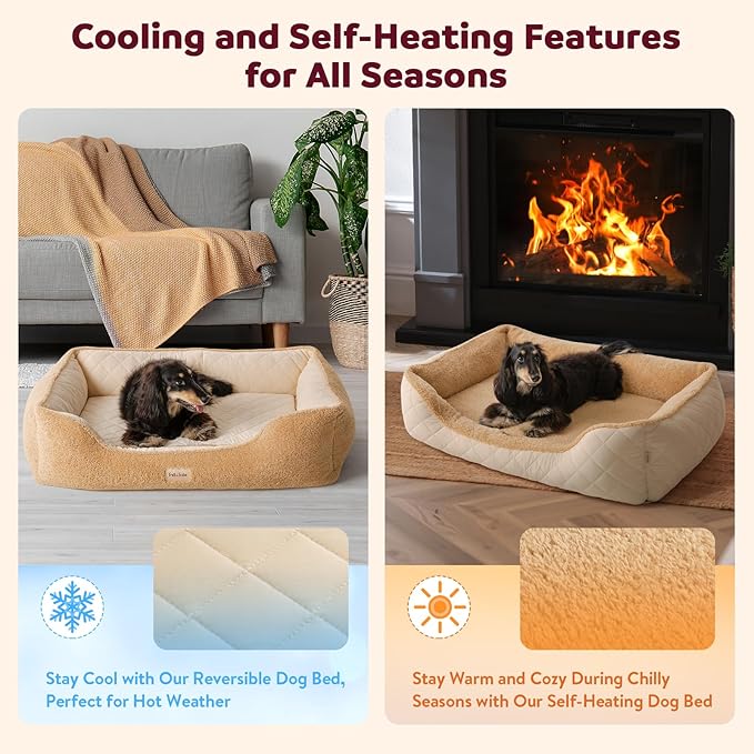 Cooling Orthopedic Dog Bed for Small Dogs, Puppies & Cats - Fluffy Comfort Pet Bed w/Memory Foam, Dog Pillow, Non-Slip Bottom & Durable Zipper. Crate Pad w/Chew Proof, Washable & Waterproof Cover