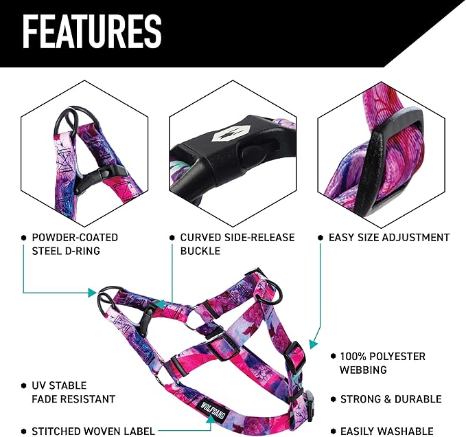 Wolfgang Heavy Duty Adjustable Dog Harness, Pull-Tested to Over 800 lbs for Walking & Training, Daydream Print, Extra Large