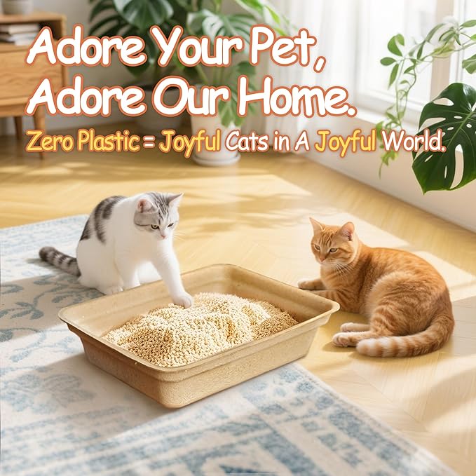 Disposable Litter Boxes for Cats Leak-Proof: 3-Pack Odor Control Sustainable Large Kitty Tray for Travel/Indoor Use