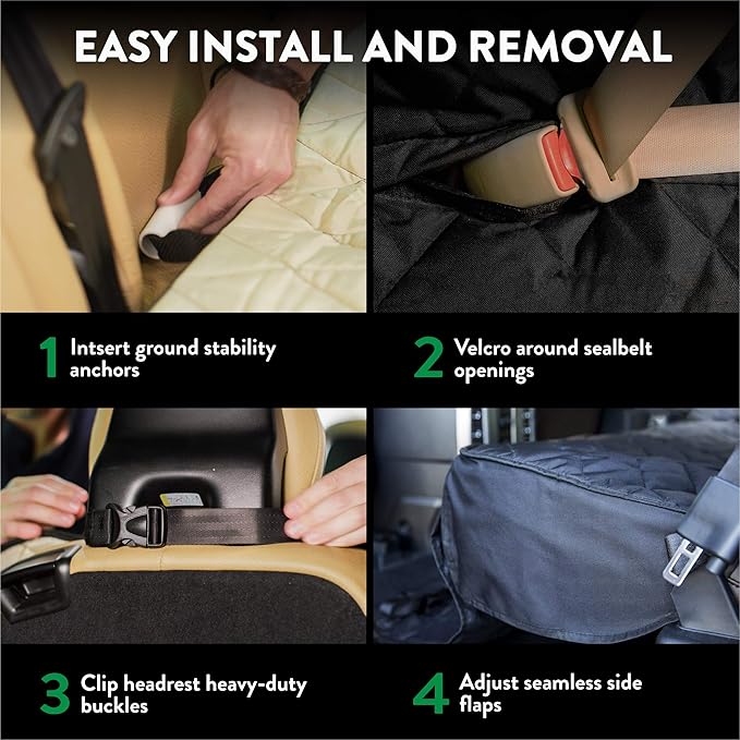 Plush Paws Products Premium Rear Car Seat Protector w/Hammock | Washable & Waterproof Back Seat Dog Cover for Car, Truck, & SUV | Nonslip, Tear Resistant Pet Seat Cover | Small Black