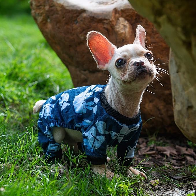 CuteBone Small Dogs Outfit Soft Puppy Onesies Pjs Dog Pajamas Pet Coat Cat Apparel Comfy Doggie Jumpsuit Bodysuit for All Seasons P47M