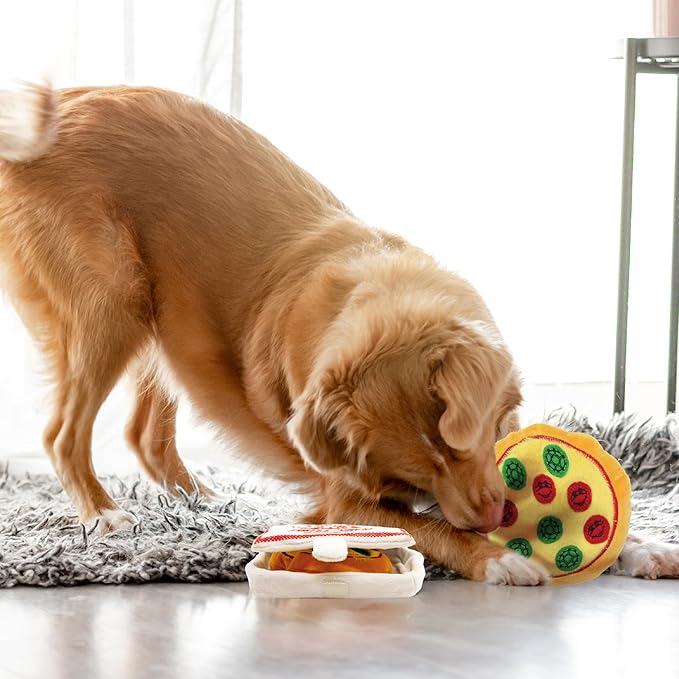 design LAB, Inc. Teenage Mutant Ninja Turtle Official Merchandise | TMNT Toys Nesting Plush Dog Toy | Pizza Box with Pizza Great for Interactive Play