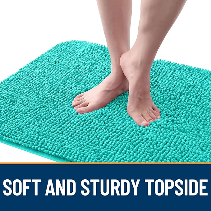 OLANLY Dog Door Mat for Muddy Paws 30x20, Absorbs Moisture and Dirt, Absorbent Non-Slip Washable Doormat, Quick Dry Chenille Mud Mat for Dogs, Entry Indoor Entryway Carpet for Inside Floor, Teal