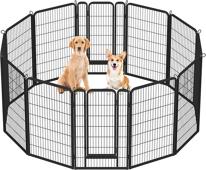 Yaheetech Dog Playpen Outdoor, 47 inch 12 Panels Dog Pen Indoor Heavy Duty Puppy Exercise Pen Metal Pet Fence for RV Camping/Yard/Garden