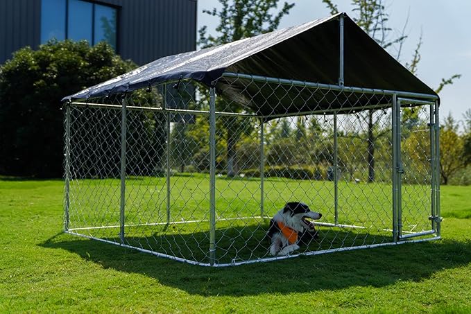 Outdoor Dog Playpen Heavy Duty Dog Kennel House Mesh Dog Big Cage Pet Kennel Steel Fence with Secure Lock