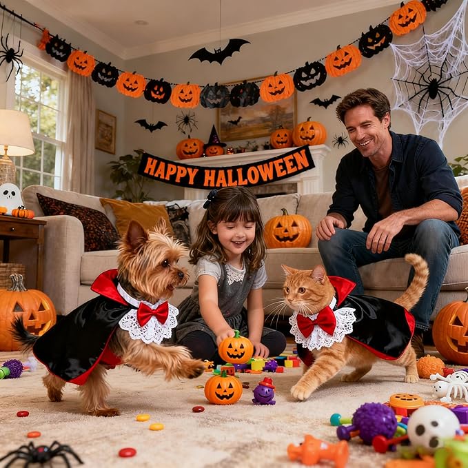 Pet Vampire Cloak, Cloak Wings Halloween, for Small Medium Large Dog Pet Clothes,Halloween Pet Costumes,Dog Cat Halloween Costumes Cape Pet