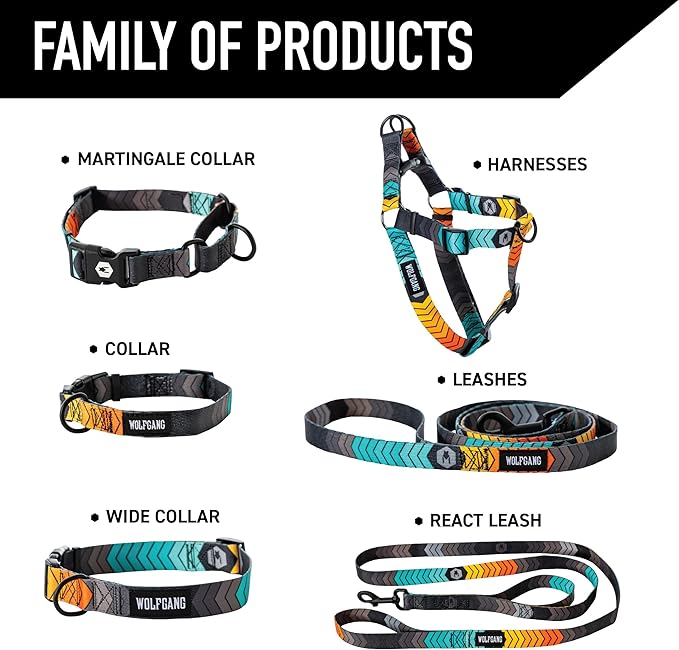 Wolfgang Heavy Duty Martingale Dog Collar with Quick Release Nylon Buckle for Walking & Training, ChevTech Print, Extra Large