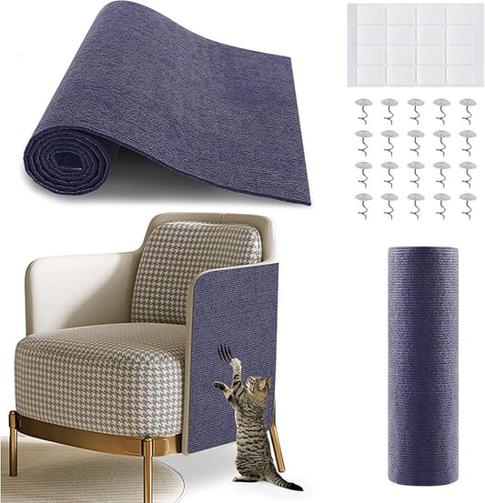 Trimmable Self-Adhesive Carpet,78.7"x15.8" Cat Scratch Mat for Furniture Couch or Wall Protector, Covering,DIY Climb Cat Scratcher Rug with Adhesive Hook Loop Tape