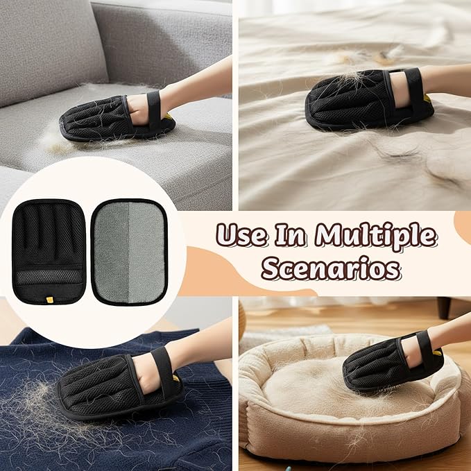 Pet Hair Removal Gloves, 2 PCS Double Sided Dogs and Cats Hair Remover Reusable Cat Dog Pet Grooming Gloves Suitable for Couch, Furniture, Deshedding, Grooming, Pet Cleaning Tool