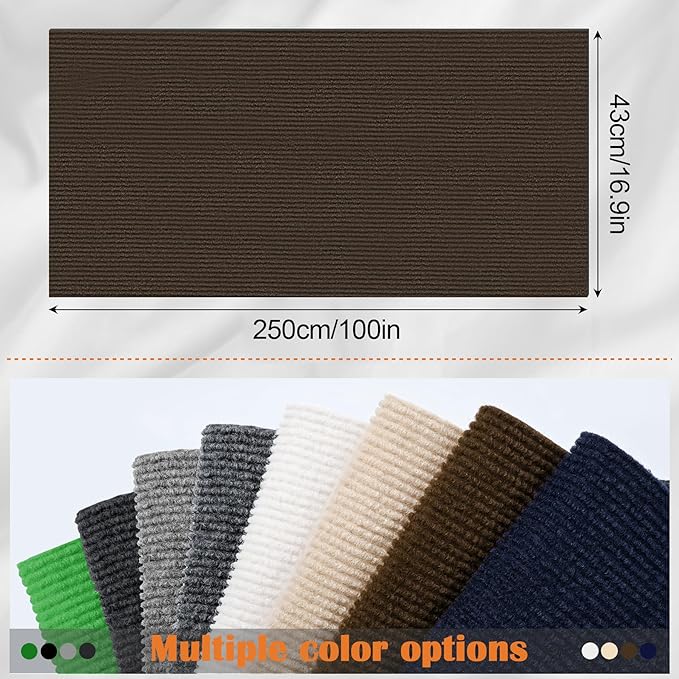 Cat Scratch Furniture Protector - 100" x 17" Trimmable Self-Adhesive Cats Claws Scratch Pads, DIY Cat Climbing Couch Protector for Scratch Post Cat Tree Replacement Indoor (Brown)