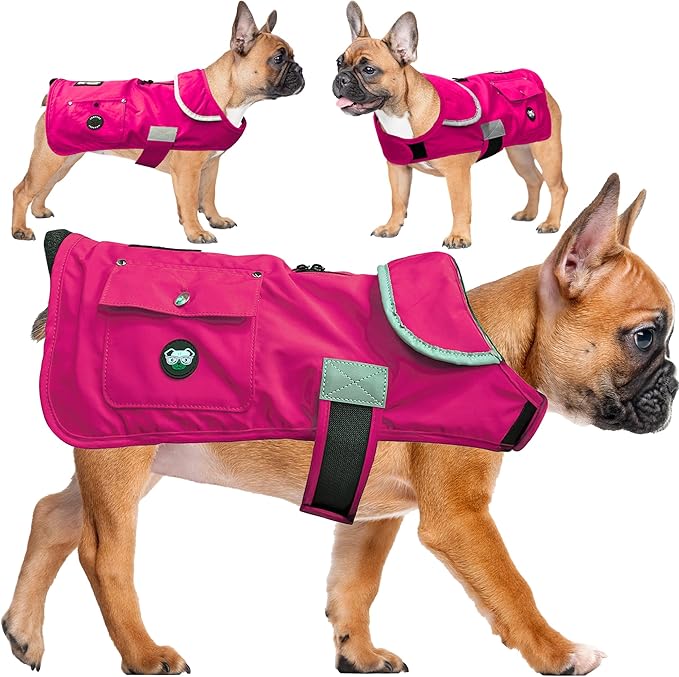 Joyride Harness FrostFlex Dog Winter Jacket - Fleece Lined & Water-Resistant - Snowsuit with Pockets for Treats & Poop Bags - Durable Cold Weather Dog Coat - Pink Berry-XL