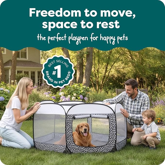 FurHaven Portable Pet Playpen for Dogs & Cats, Extra Large Indoor Kitten Playpen with Mesh Sides, Foldable Dog Playpen for Small Dogs, Pop Up Travel Dog Pen, X-Large, Gray Pebbles