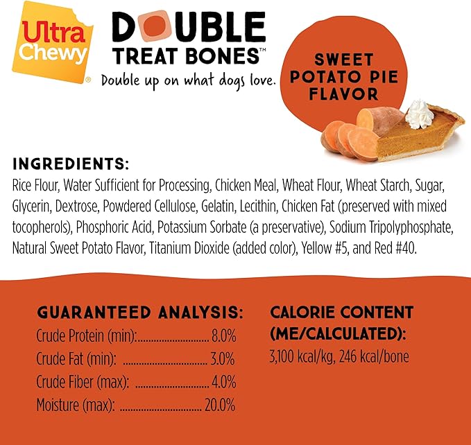 Ultra Chewy Gourmet Flavors: Long-Lasting Chews Made in USA, Highly Digestible, for Aggressive Chewers - Sweet Potato Pie, Turkey and Cranberry, Pumpkin Flavors (6 Count)