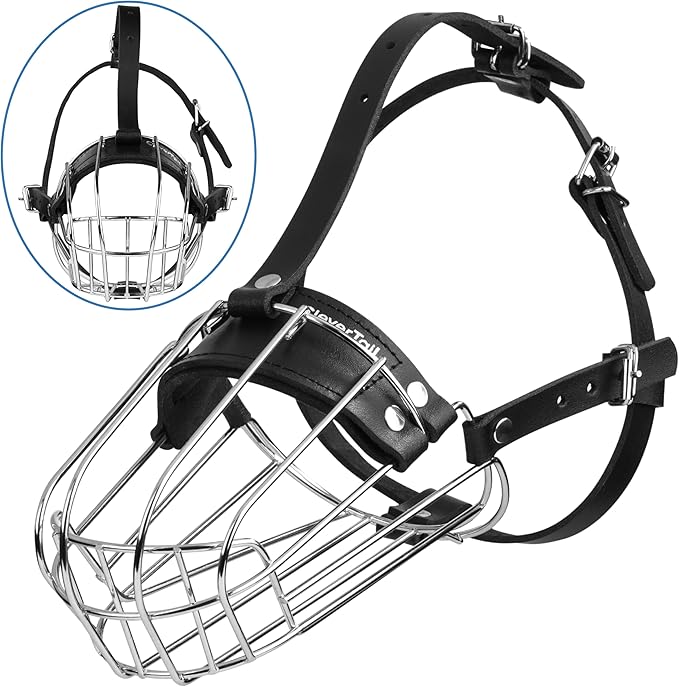 Metal Doberman Muzzle for Large Sized Dog - Cage Muzzles for Barking and Prevent Biting - Steel Wire Basket Muzzle for Medium and Large Dogs Doberman, Collie, Belgian Malinois, Husky etc.