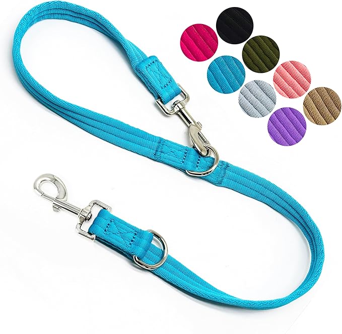 Double Ended Dog Leash,for Obedience Training Easy to Use,Lightweight,Soft for Large and Medium Dogs (Blue, 1M*2.5CM)