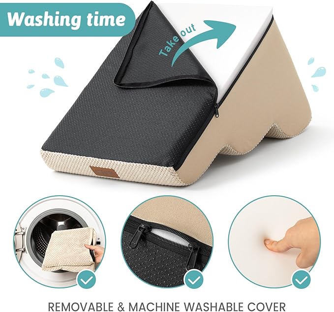 Dog Stairs for Small Dogs 19.7" H, Curved Dog Step for Puppy, Older or Cat, Medium Pet Ramp for Sofa, Couch or Bed, Ladder with High Density Foam, 4 Step, 15.7x28.3x19.7 inch, Beige