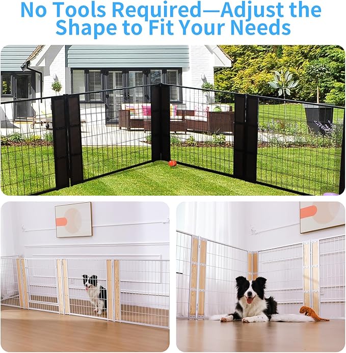 Heavy Duty Dog Playpen 32 Inch Height - Indoor Outdoor Pet Fence Enclosure for Medium and Small Dogs - Foldable Puppy Exercise Pen for Indoor and RV Camping or Yard (2 Panels, 32" H (White))