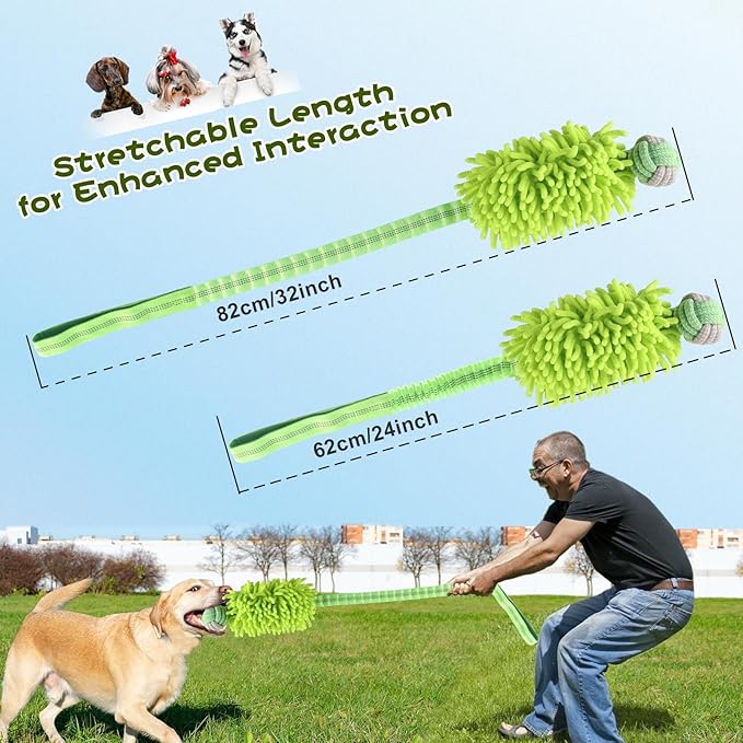 Dog Puppy Toys Dog Squeak Toys Plush Dog Toy with Dog Ropes Knots for Fun and Teeth Cleaning,Tug of War Toys, Puppy Chew Toys, Dog Rope Toys for Training Small, Large Dogs (Green, Dog Bite Ball Toy)