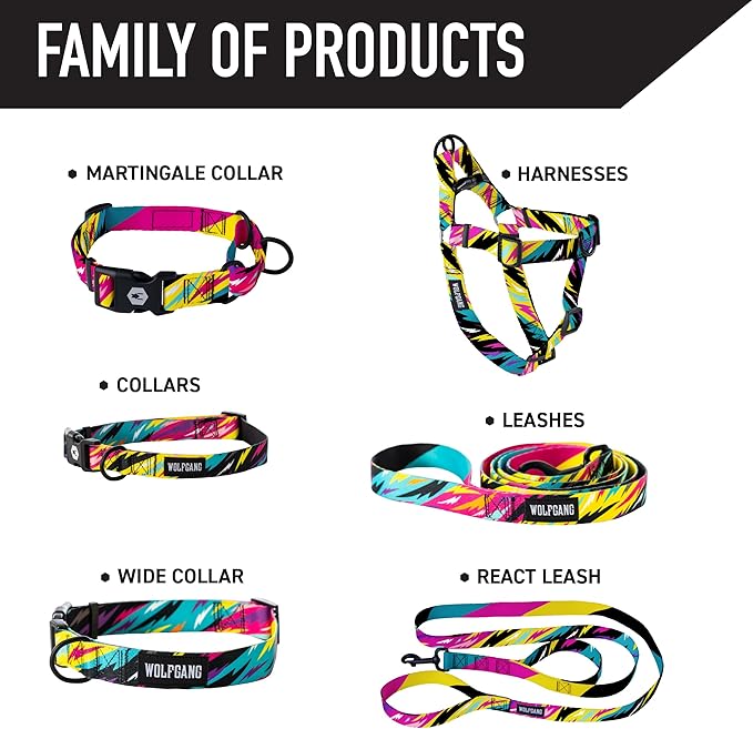 Wolfgang Heavy Duty Martingale Dog Collar with Quick Release Nylon Buckle for Walking & Training, FuzzyTails Print, Small