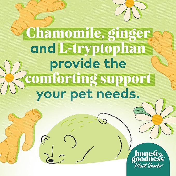 Honest to Goodness Plant Snacks Good Vibes Chamomile & Ginger Recipe Dog Treats Enriched with Omega 3s & Postbiotics, 8oz