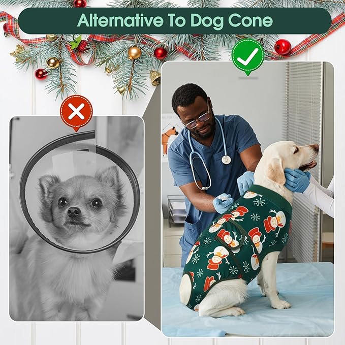 Kuoser Dog Surgery Recovery Suit, Doggie Surgical Bodysuit for Female Male Dogs, Pet Anti Licking Shirt for Spay Neuter Dog Cone Alternative