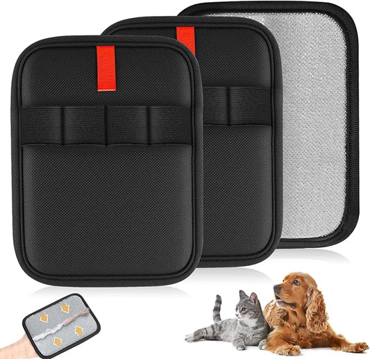 Pet Hair Removal Gloves, 2 Pcs Reusable Electrostatic Grooming Gloves for Cats and Dogs, Large Size 6.7x5.1 Inches for Faster Coverage on Clothes, Carpets, Sofas, Curtains