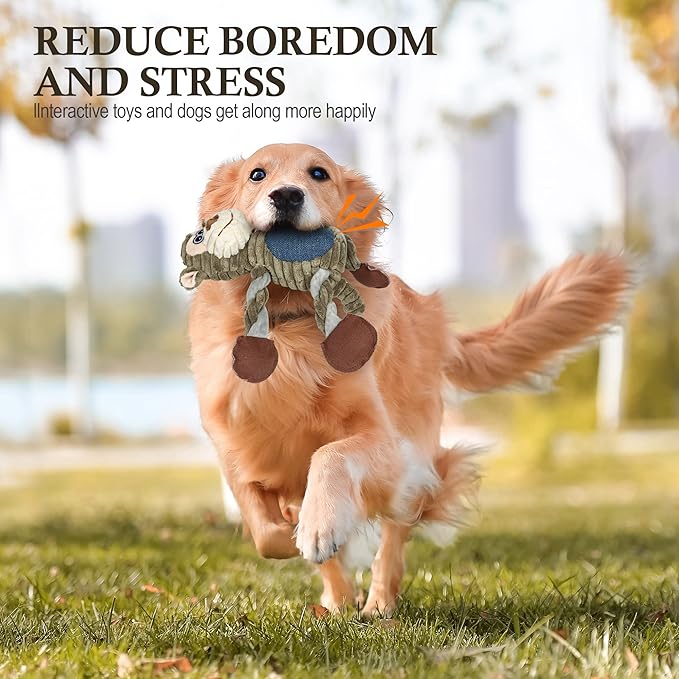 Dog Toys for Large Dog - Plush Squeaky Medium & Small Dog Toys - Stuffed Animals Puppy Toys - Funny Cute Dog Toys for Dog Birthday Presents (Monkey)