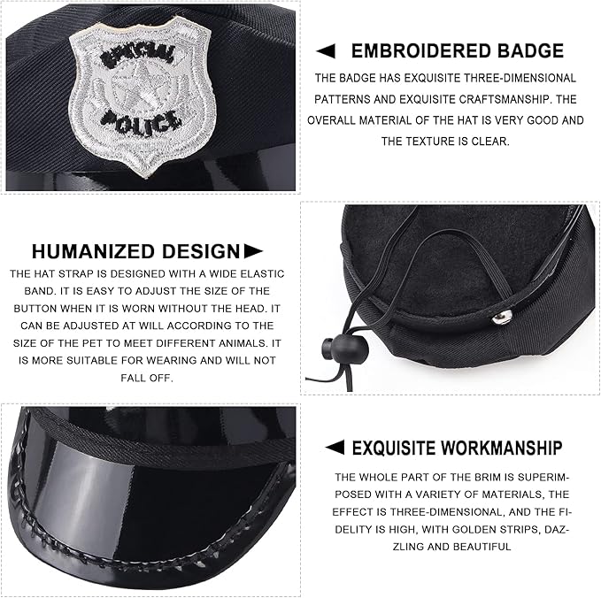 Yewong Pet Police Costume Accessory Set Pet Dog Cat Police Hat Badge Aviator Sunglasses Pet Dress Up Kit for Halloween Christmas Cosplay Role Play Party (Set-A)