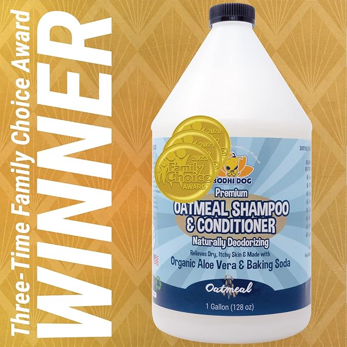 Bodhi Dog Organic Oatmeal Dog Shampoo & Conditioner - Hypoallergenic Formula - Naturally Deodorize Dogs, Cats & Pets - Moisturizes Dry, Itchy & Sensitive Skin - Made in USA (1 Gallon)