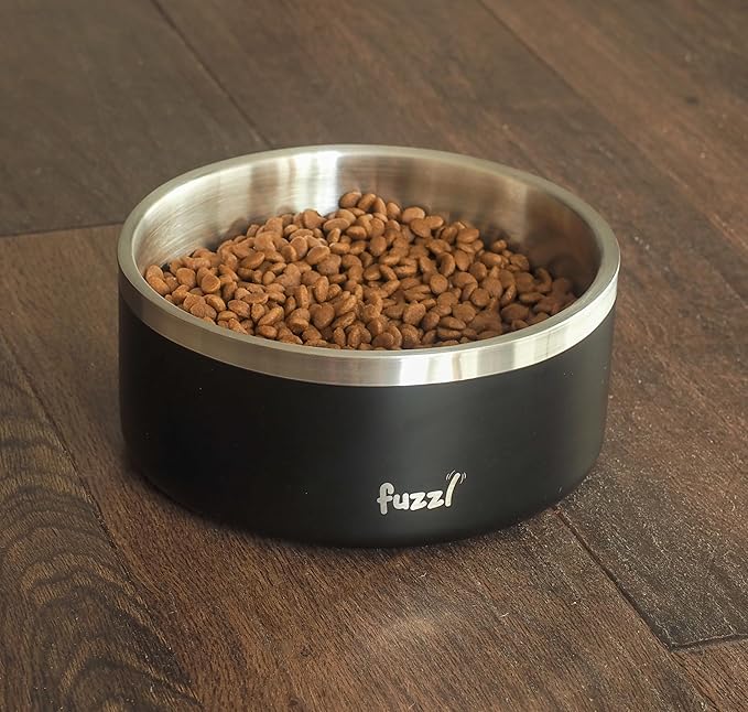 Titan Dog Bowl 8 inch - Matt Black Insultated Thermal Bowl for Indoors and Outdoors with Rubber Base - Versatile Dog Bowls and Water Bowl for Hydration and Feeding for Large and XL Dogs