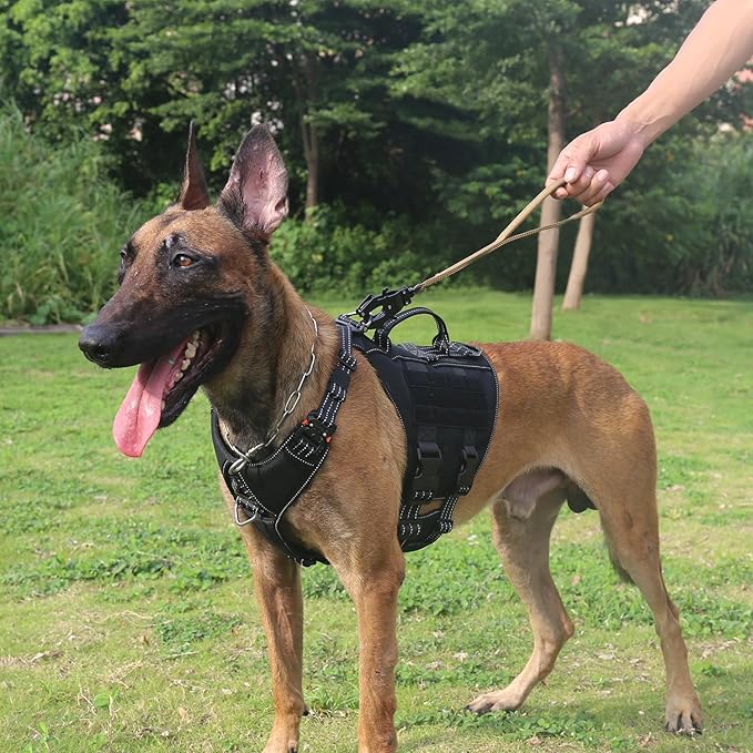 ICEFANG Short Dog Leash 25Inch Reflective Nylon Traffic Leash with Padded Handle,Heavy Duty Auto Lock Swivel Clip for Medium Large Dogs No Pull Training Walking (Brown, 25 Inch)