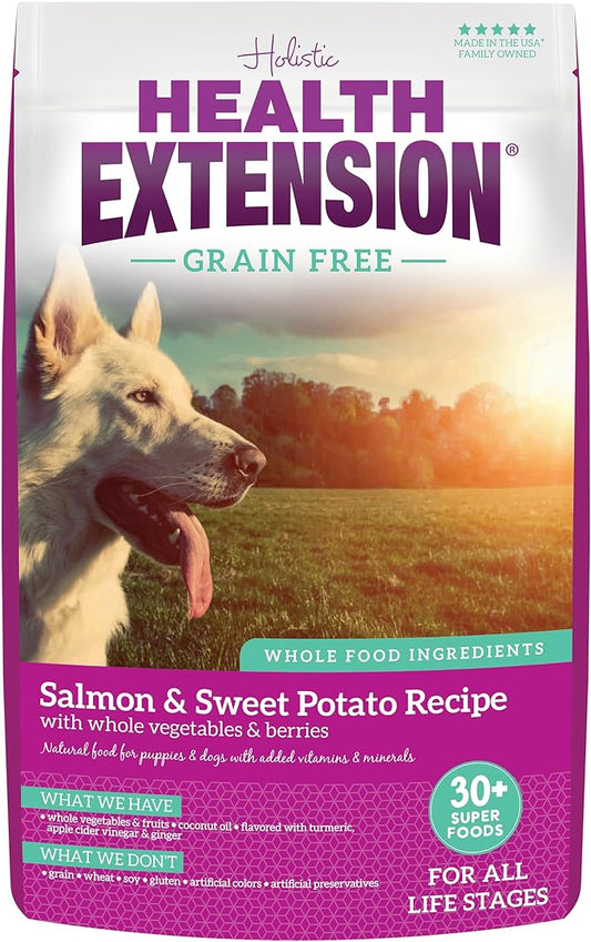 Health Extension Grain Free Salmon & Sweet Potato Dry Dog Food (10 lb / 4.54 kg) - Whole Foods Ingredients Formula with Omega 3 & Antioxidants for All Life Stages Dogs