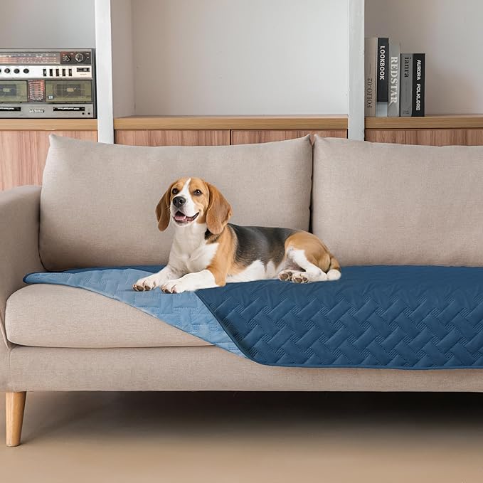 gogobunny 100% Double Sided Waterproof Dog Blanket Soft Pet Bed Cover Reversible Protect Furniture Couch Sofa Car for Puppy Cat Kids (Dark Blue/Light Blue, 30x70 Inch (Pack of 1))