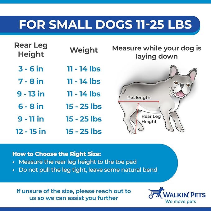 Walkin' Wheels Small Dog Wheelchair, Lightweight Dog Wheelchair for Back Legs, 15-25 lbs, for 9-11 inches Leg Height - Pink