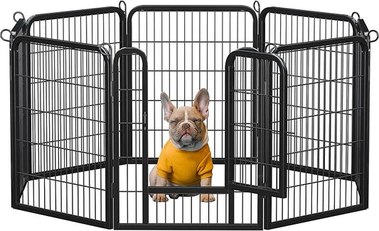 Yaheetech Dog Playpen Outdoor, 32 inch 8 Panels Dog Pen Indoor Heavy Duty Puppy Exercise Pen Metal Pet Fence for RV Camping/Yard/Garden