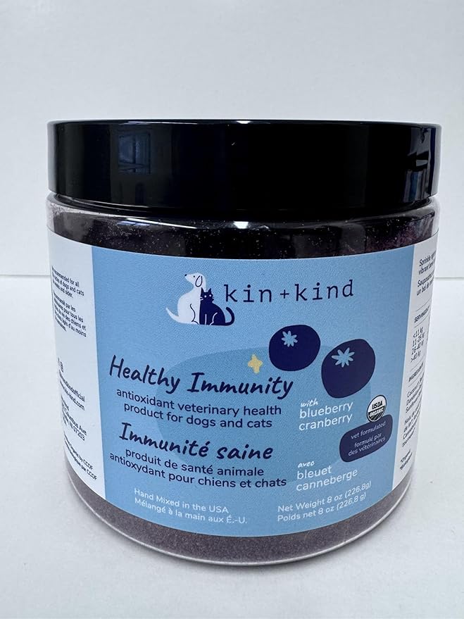 kin+kind Dog Supplement Powder - Supplement for Dogs & Cats for Healthy Immunity - Bladder Support - Natural Formula with Organic Cranberry, Blueberry and Coconut - Made in USA - 8 oz (Large)