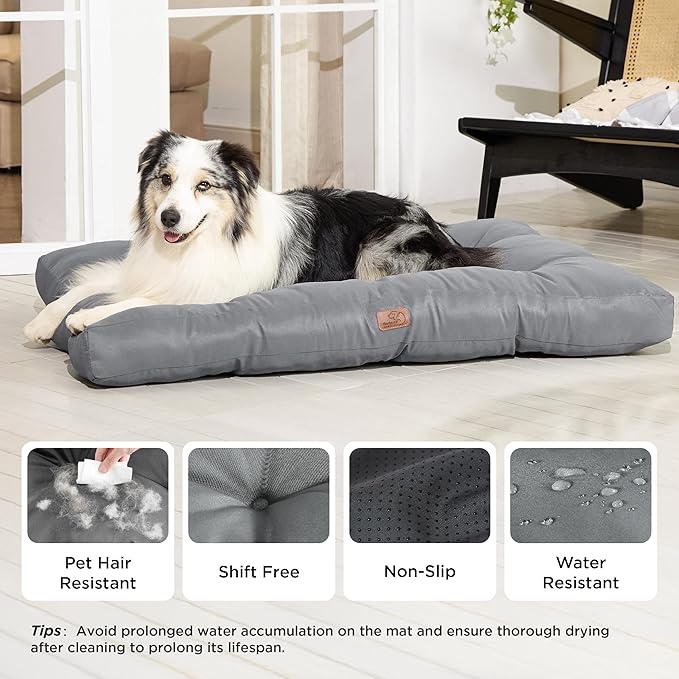 Bedsure Extra Large Dog Bed - Washable Giant Pet Bed Mattress with Oxford Fabric, Water Resistant Flat Pet Pillow Bed for XL Dog Crate, 44x35x4, Grey