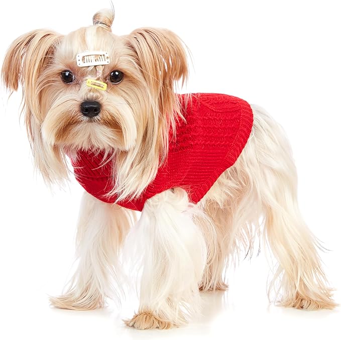 Stretchy Cat Sweater - 17 Colors & 6 Sizes | Snug Winter-Ready Knit for Boy/Girl Cats & Kittens(Red, Small)