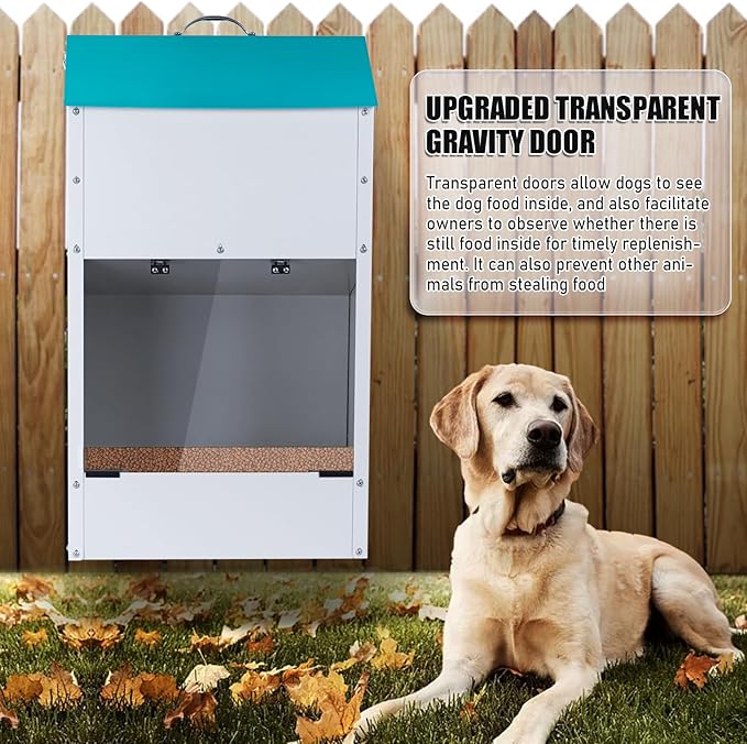 Automatic Dog Feeder for Large Dogs Outdoor 50Lbs Dog Food Dispenser Dog Feeding Station Galvanized Gravity Feeder Pet Feeder for Large Breed (50lbs)