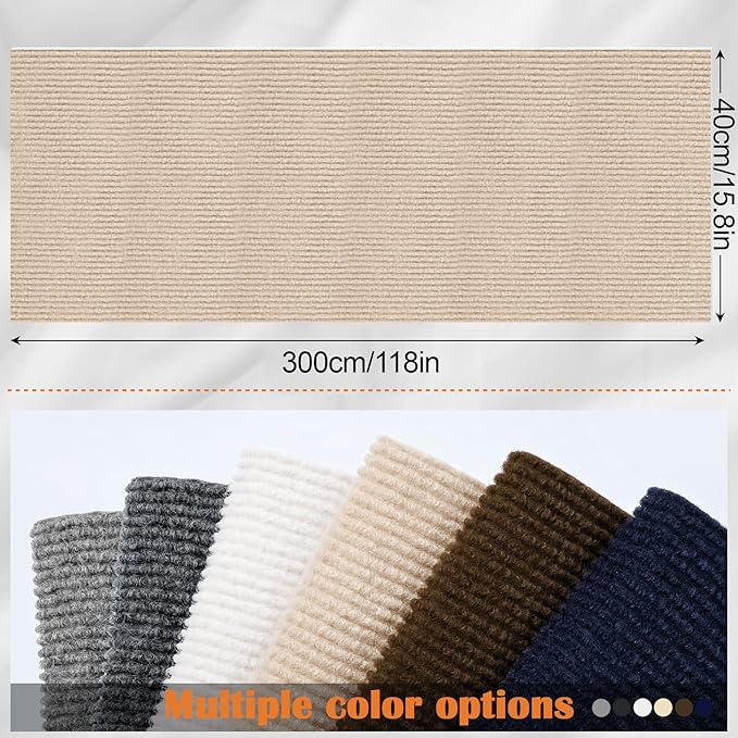 Cat Scratch Furniture Protector - 118" x 15.8" Trimmable Self-Adhesive Furniture Protectors from Cats, DIY Climbing Couch Protector for Scratch Post Cat Tree Replacement Indoor (Khaki)