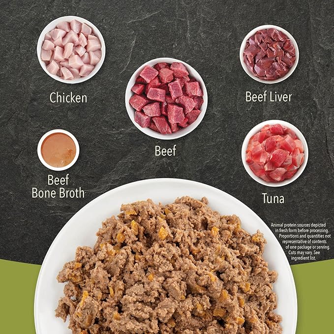 ACANA Premium Pate Wet Cat Food in Bone Broth Beef Chicken + Tuna Recipe 5.5oz Cans (12 count)